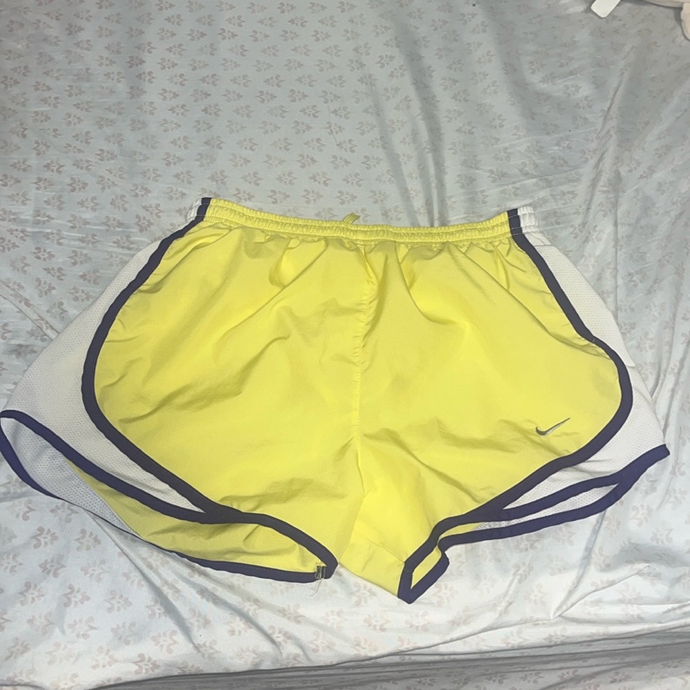 Yellow Purple White Nike Dri-Fit Athletic Shorts